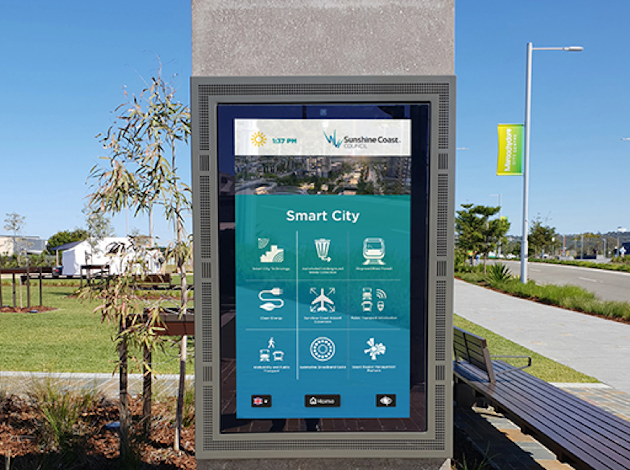 digital kiosk installed on a footpath