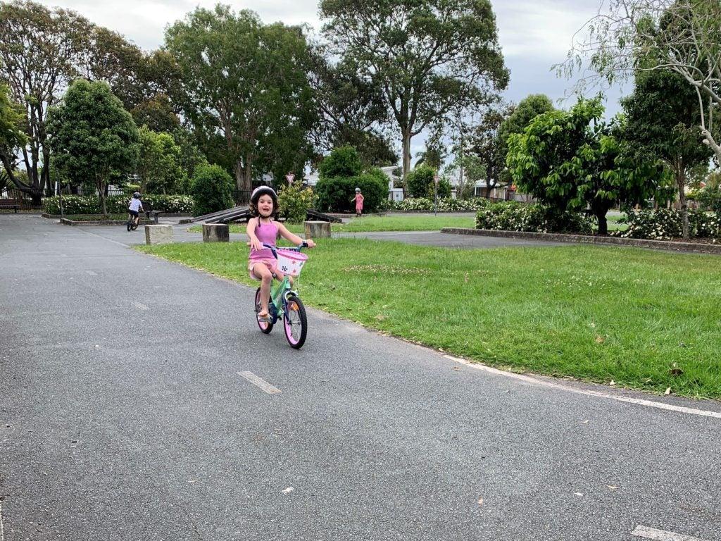 Grahame Stewart Park child riding bike on bike track
