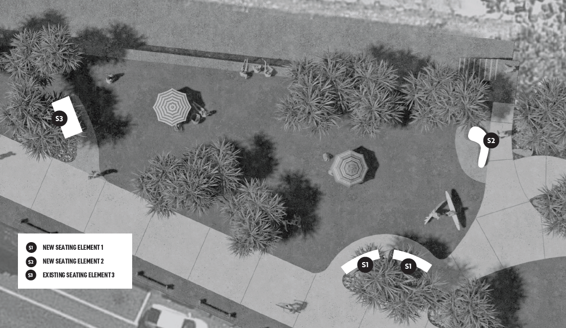 aerial shot of new seating locations