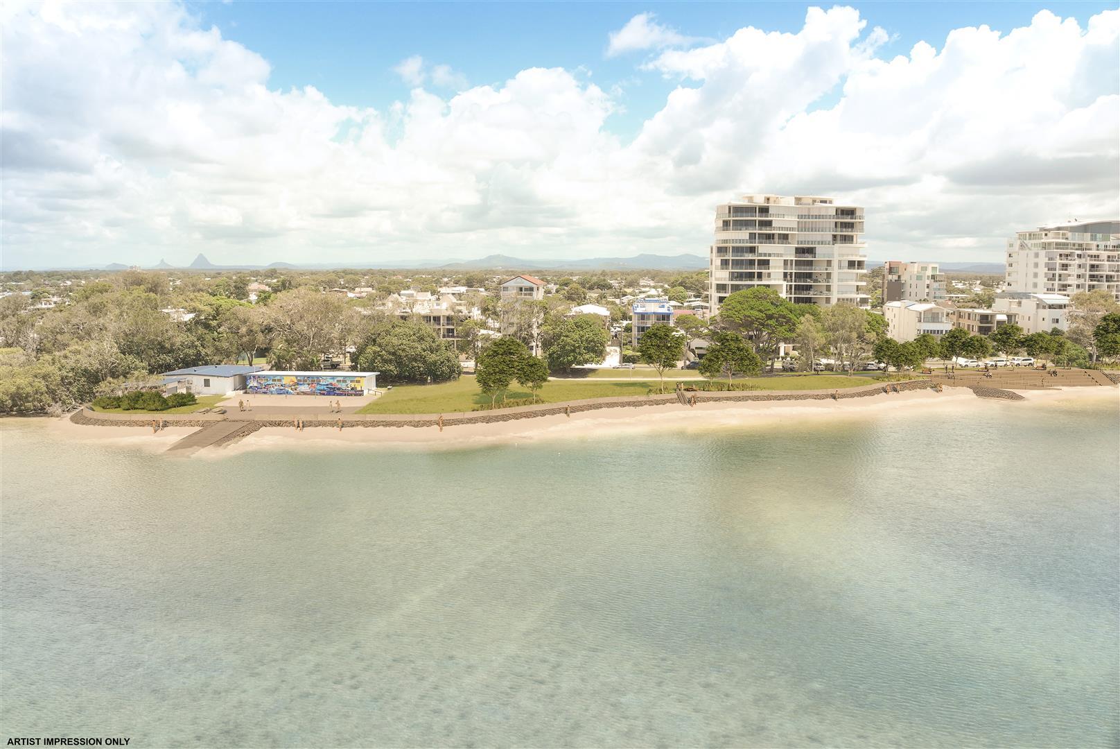 Artist impression only: new reconstructed boat ramp and new seawall being constructed to protect the foreshore from Nelson Street to the TS Onslow Naval Cadets site in southern Golden Beach.