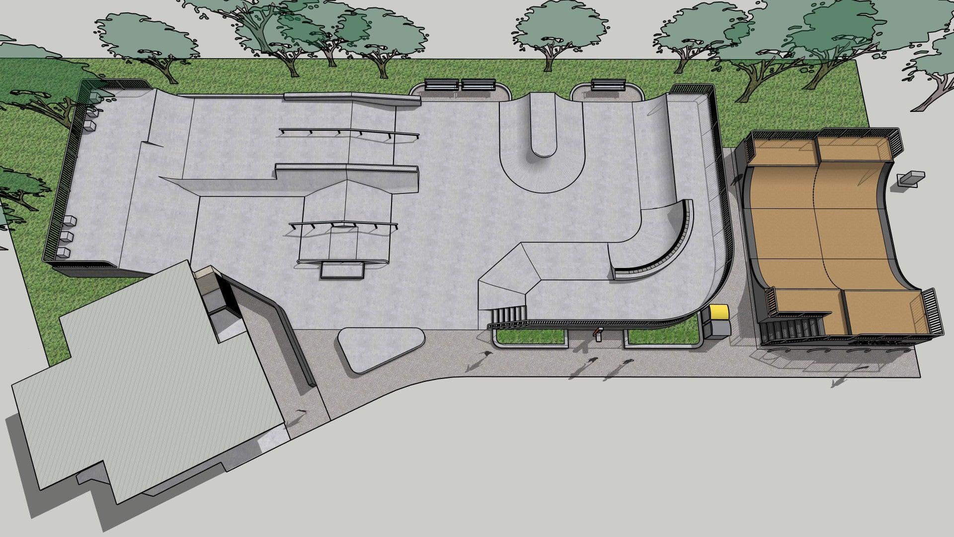 Artist impression: renewed skate park at Maleny