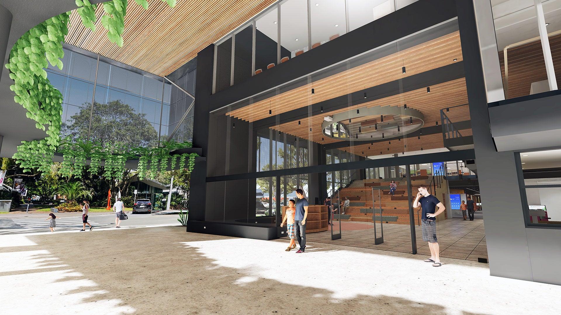 Artist impression – Main entry and outdoor covered area