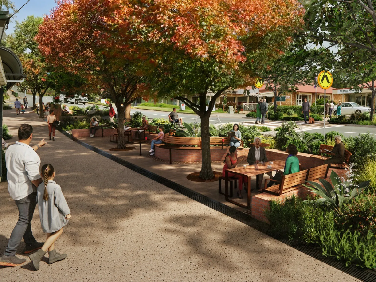 Maple Street Maleny streetscape - artist impression of top crossing near Myrtle Street