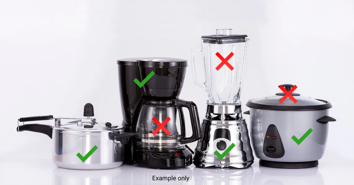 Appliance recycling example with ticks and crosses