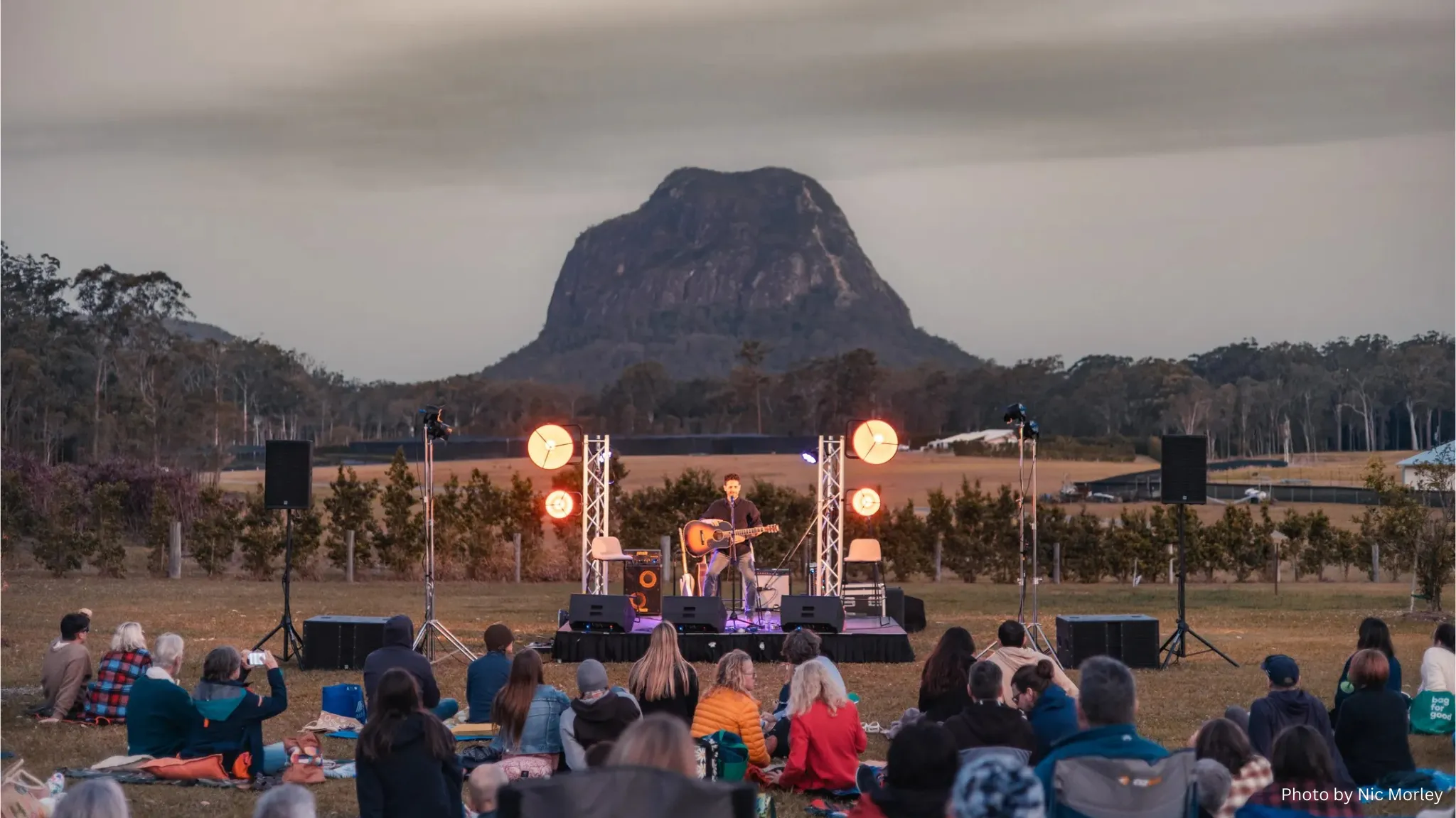 Outdoor event Glasshouse Mountains. Photo by Nic Morley.