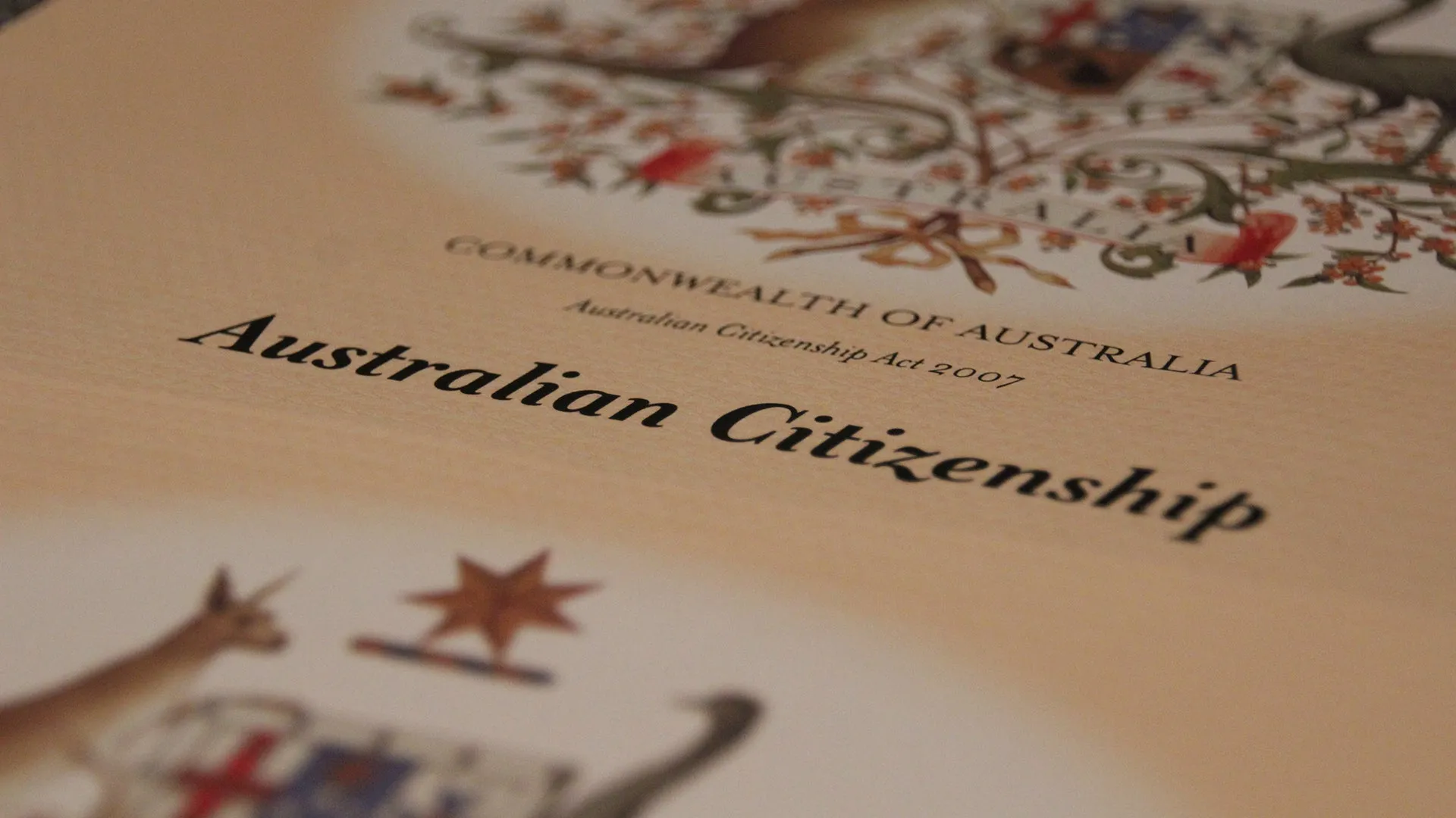 Cover of Australian citizenship document
