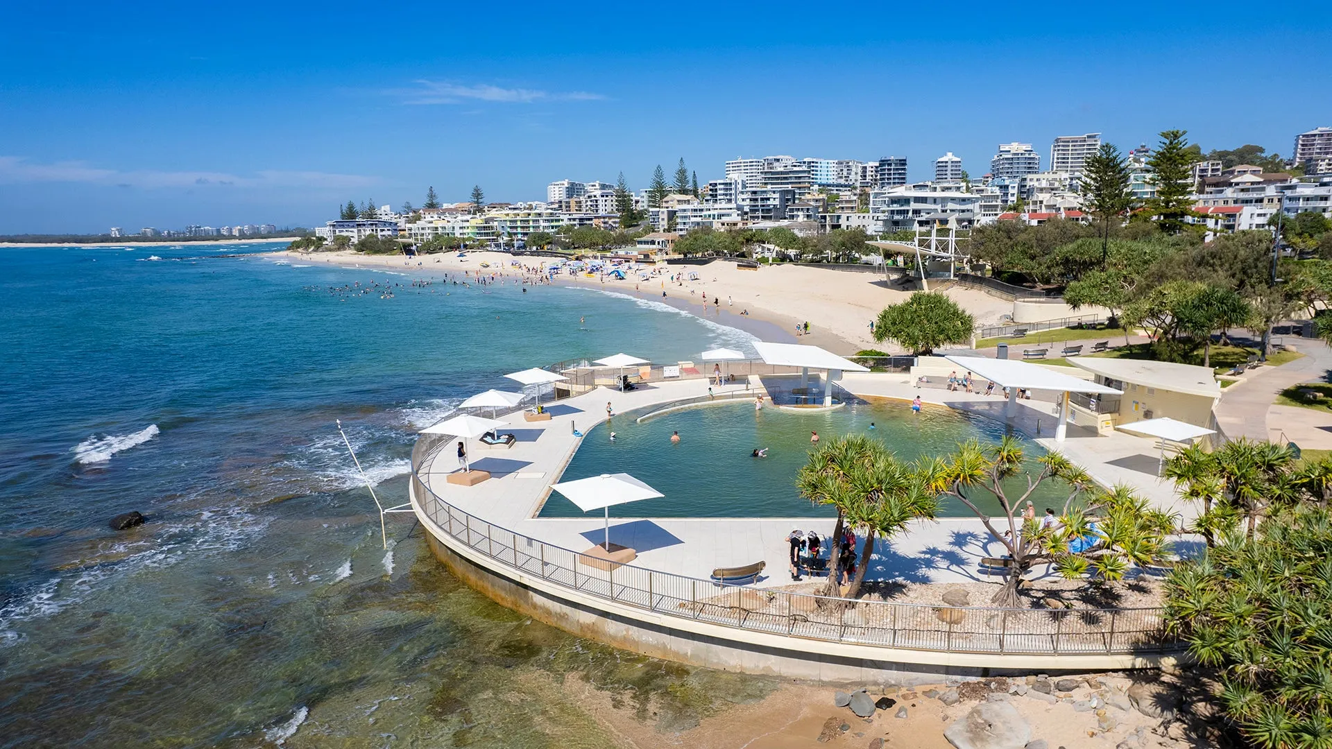 Air view of Kings Beach ocean pool.