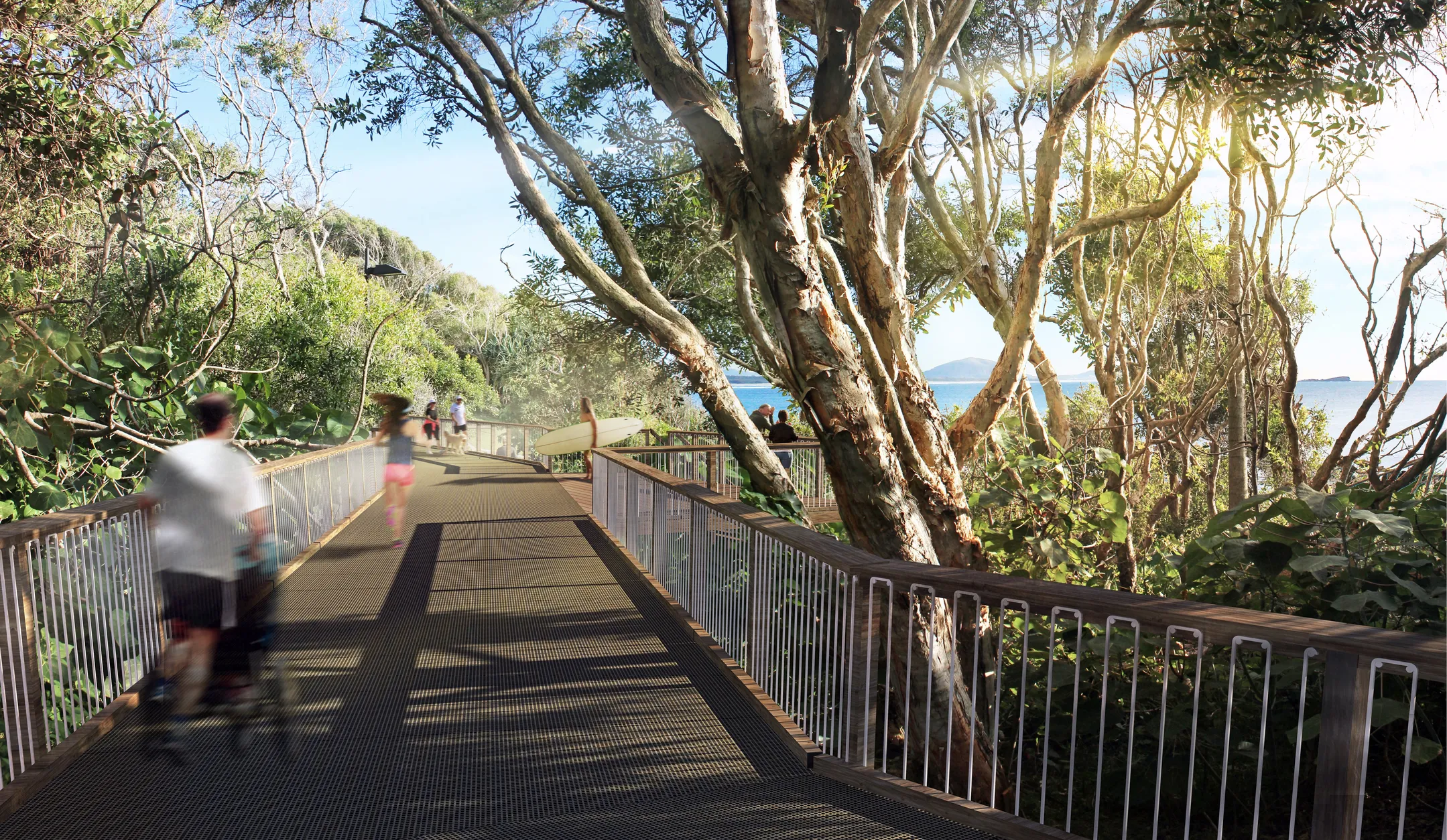 Artist impression of elevated boardwalk at Alexandra Headland.