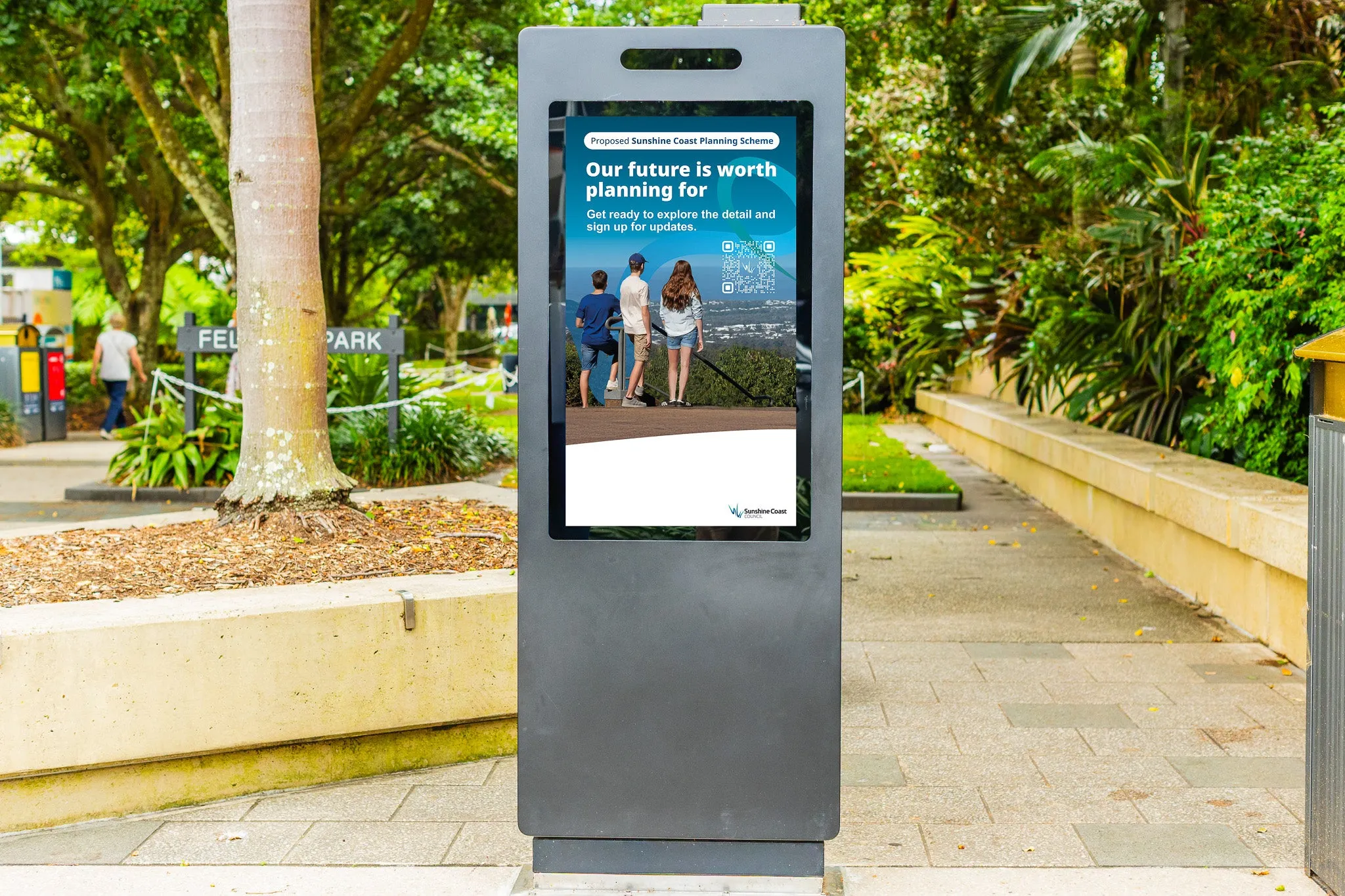 Digital kiosk in park