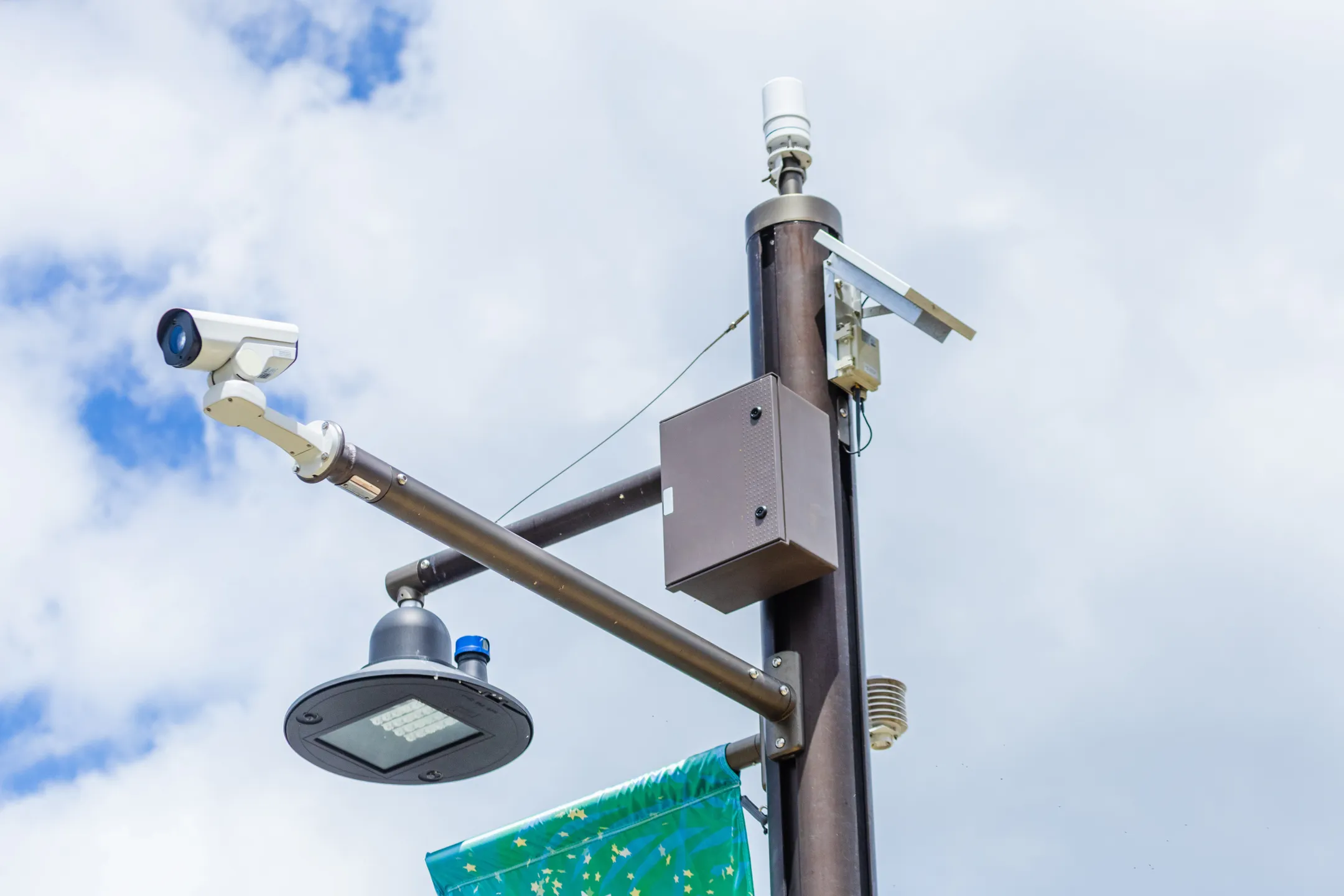 Smart pole fitted with smart city sensors and devices
