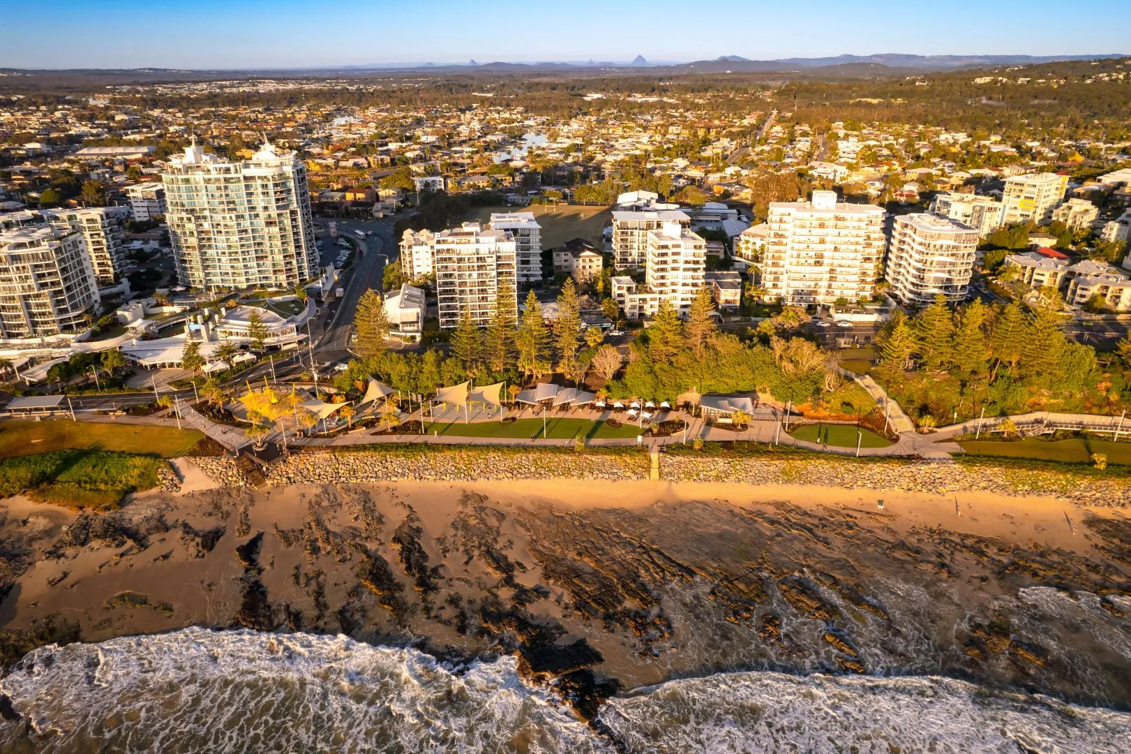 Ariel view of Mooloolaba's Northern Parkland.