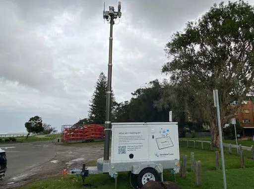 Data trailer at Leach Park, Golden Beach