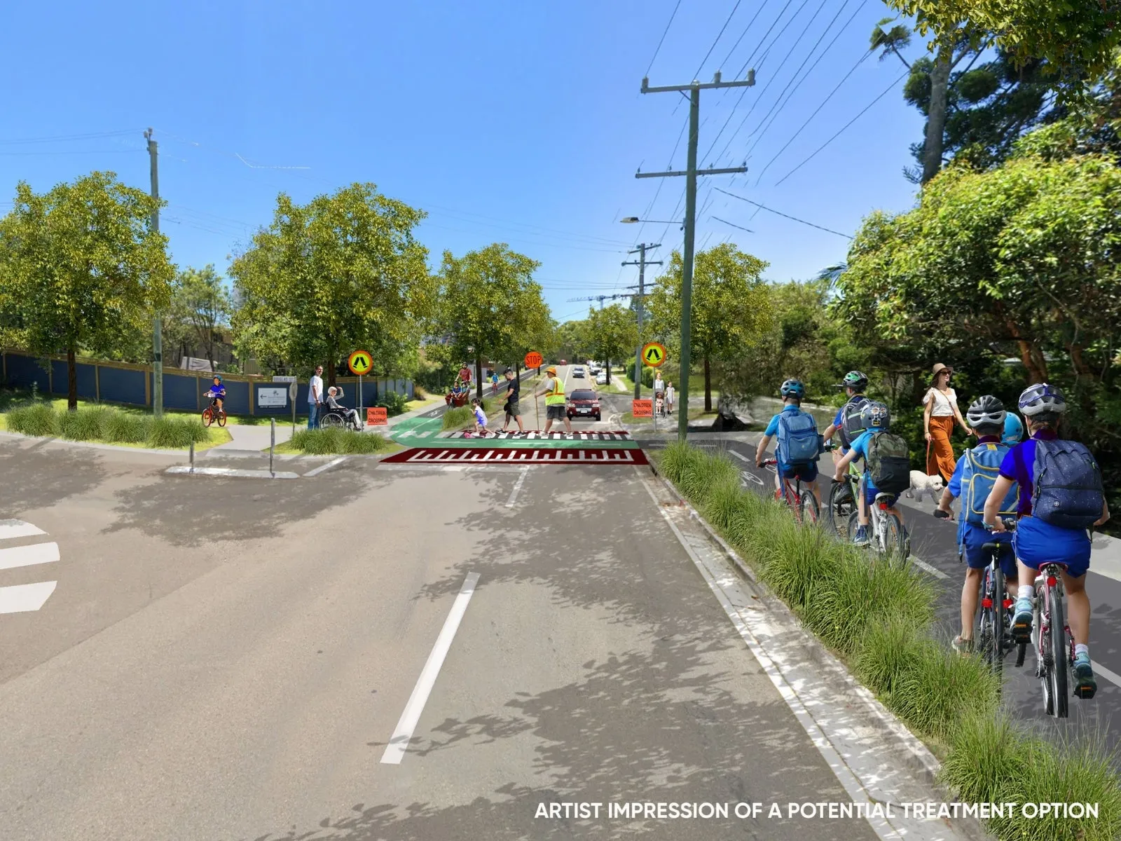 Goonawarra Drive, Mooloolaba Cycle Track Artist Impression - Mooloolaba to University Active Transport Corridor.