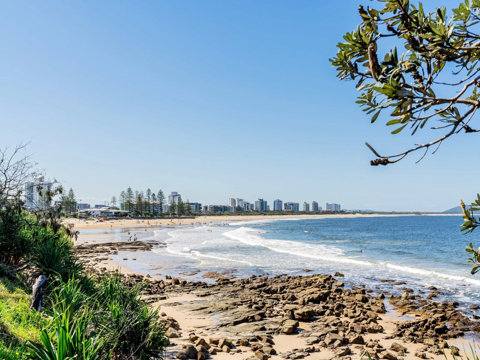 The view from Alexandra Headland, looking toward Maroochydore Beach.