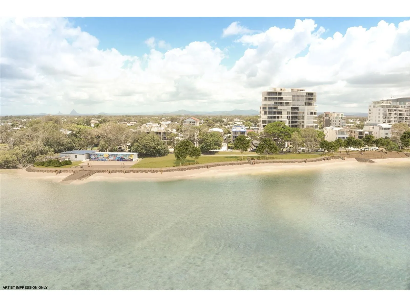 Artist impression only: new reconstructed boat ramp and new seawall being constructed to protect the foreshore from Nelson Street to the TS Onslow Naval Cadets site in southern Golden Beach.