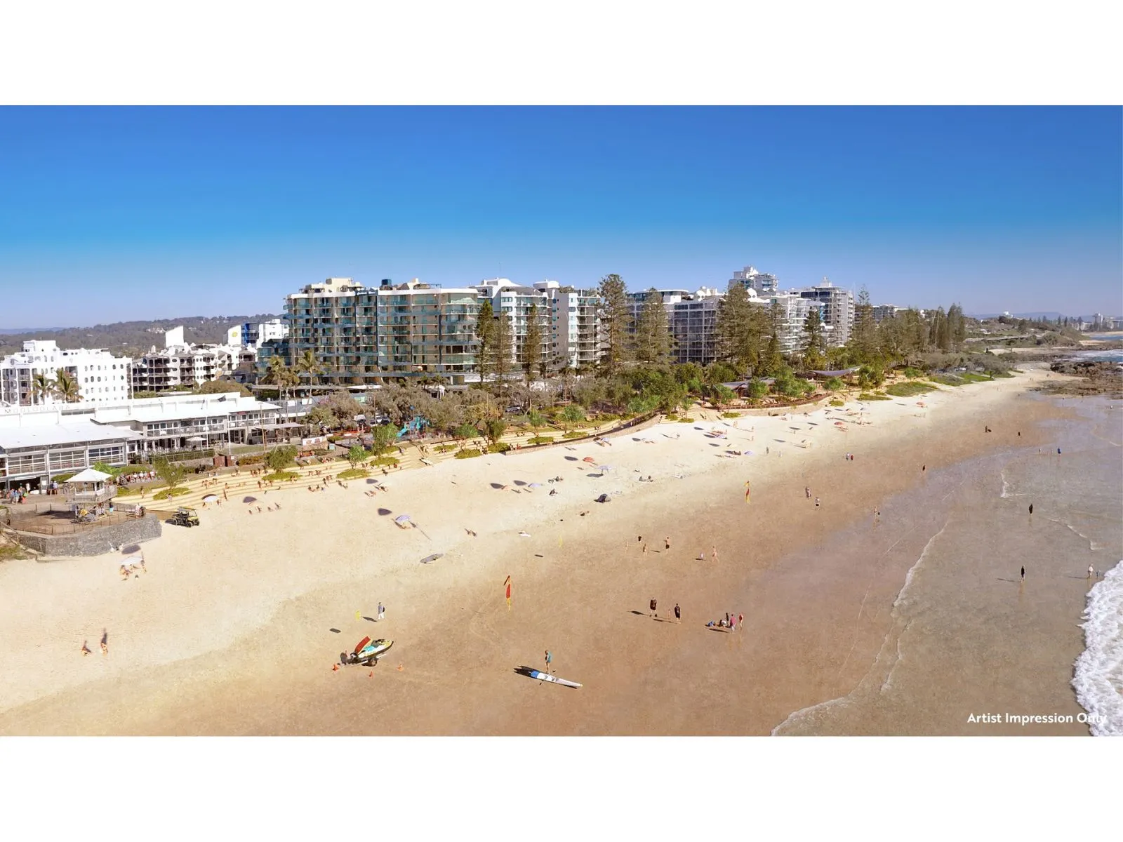 Graphical representation of design of new terraced seawall Brisbane Rd to Surf Club