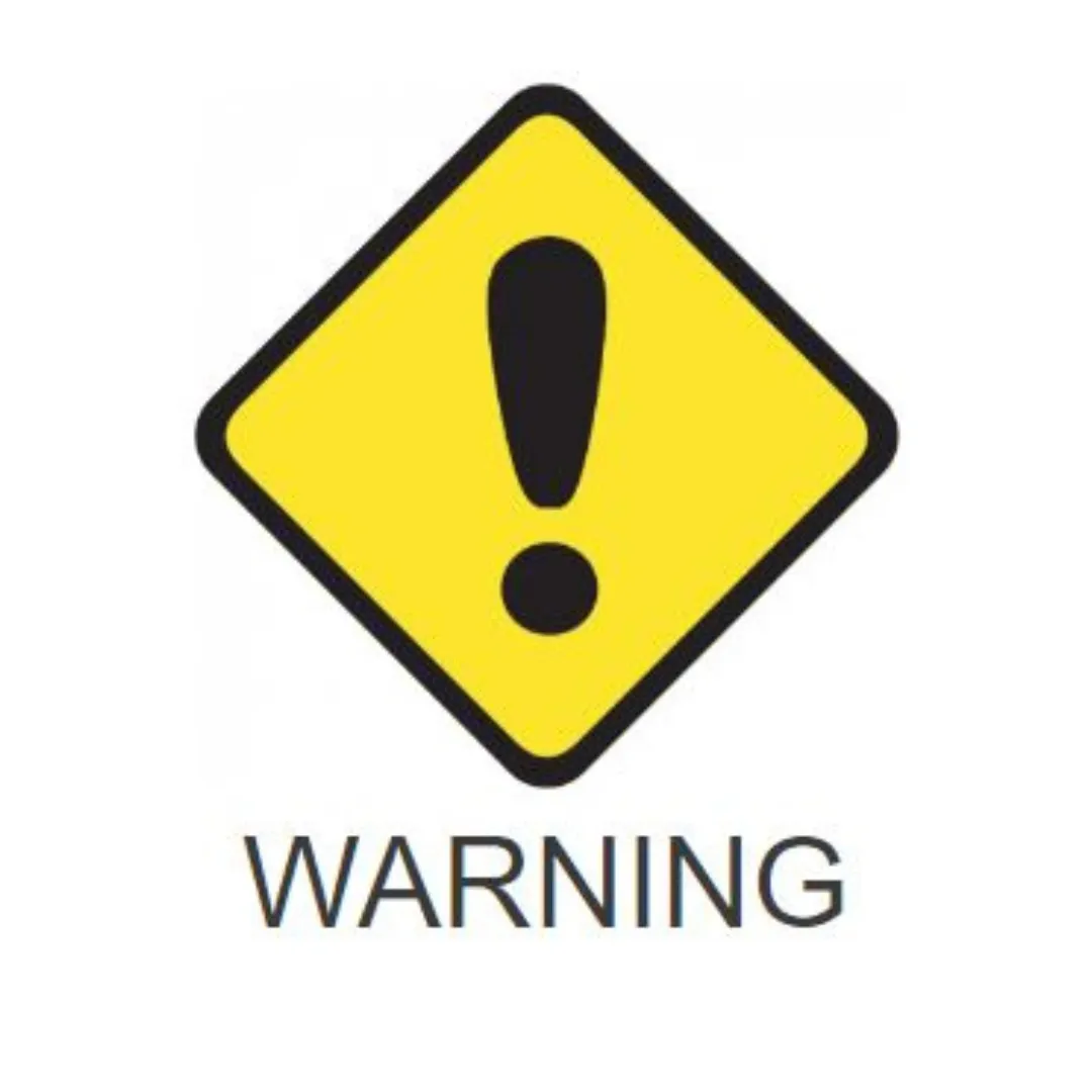 Black and yellow sign displaying a exclamation mark with the word Warning written on the sign.