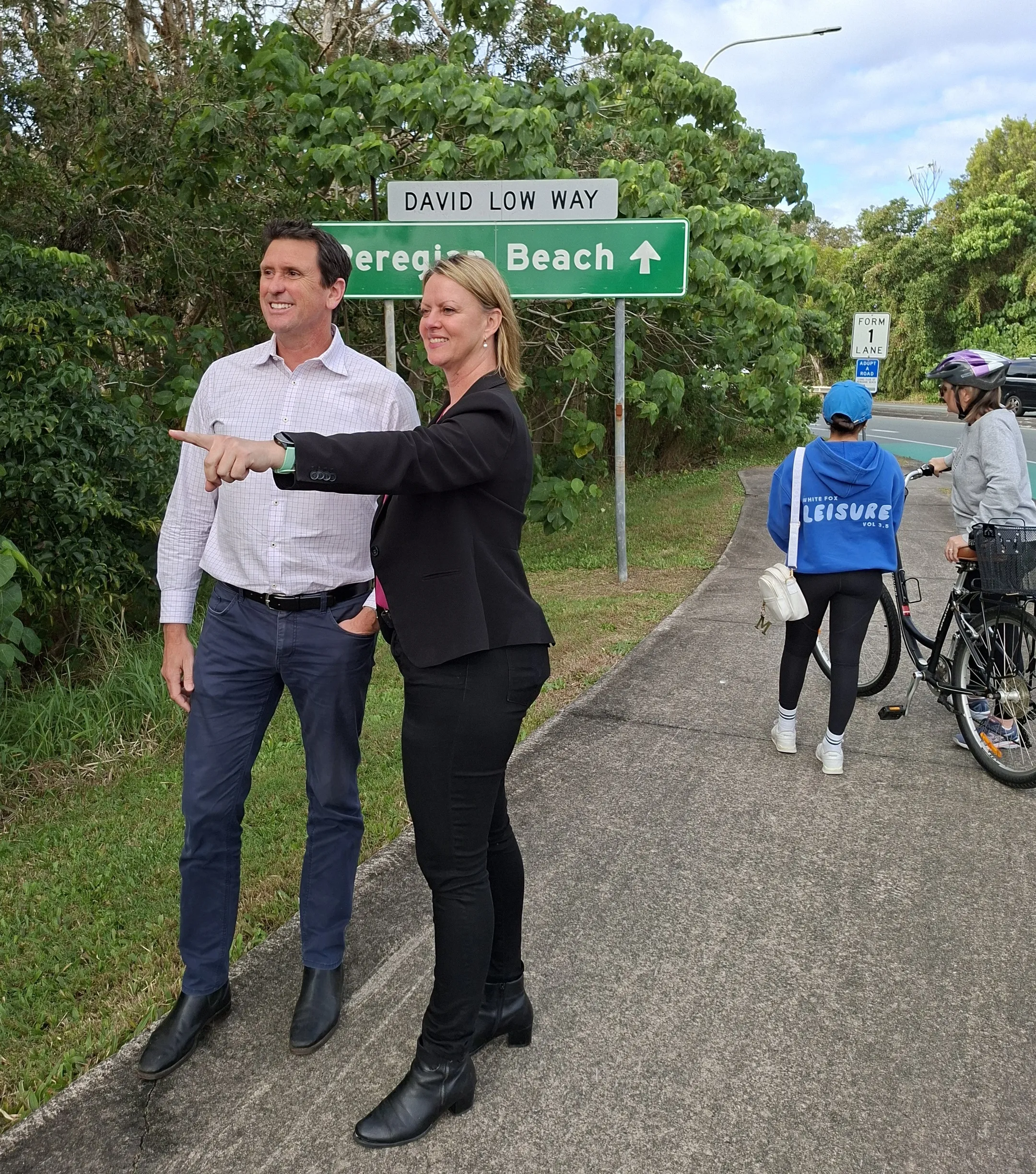 Member for Ninderry Dan Purdie MP and Sunshine Coast Council Division 9 Councillor Maria Suarez at Emu Mountain Road