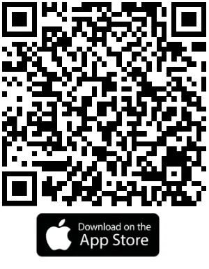 SCC App QR code for App Store and Apple logo with words 'Download on the App Store'