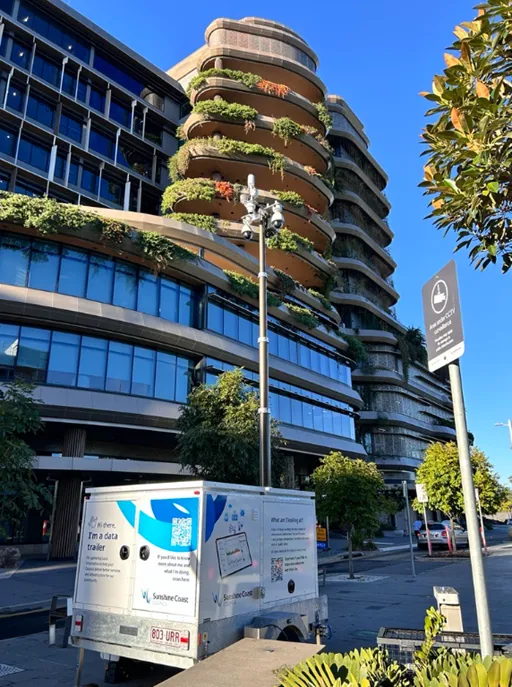 Data trailer outside Sunshine Coast City Hall