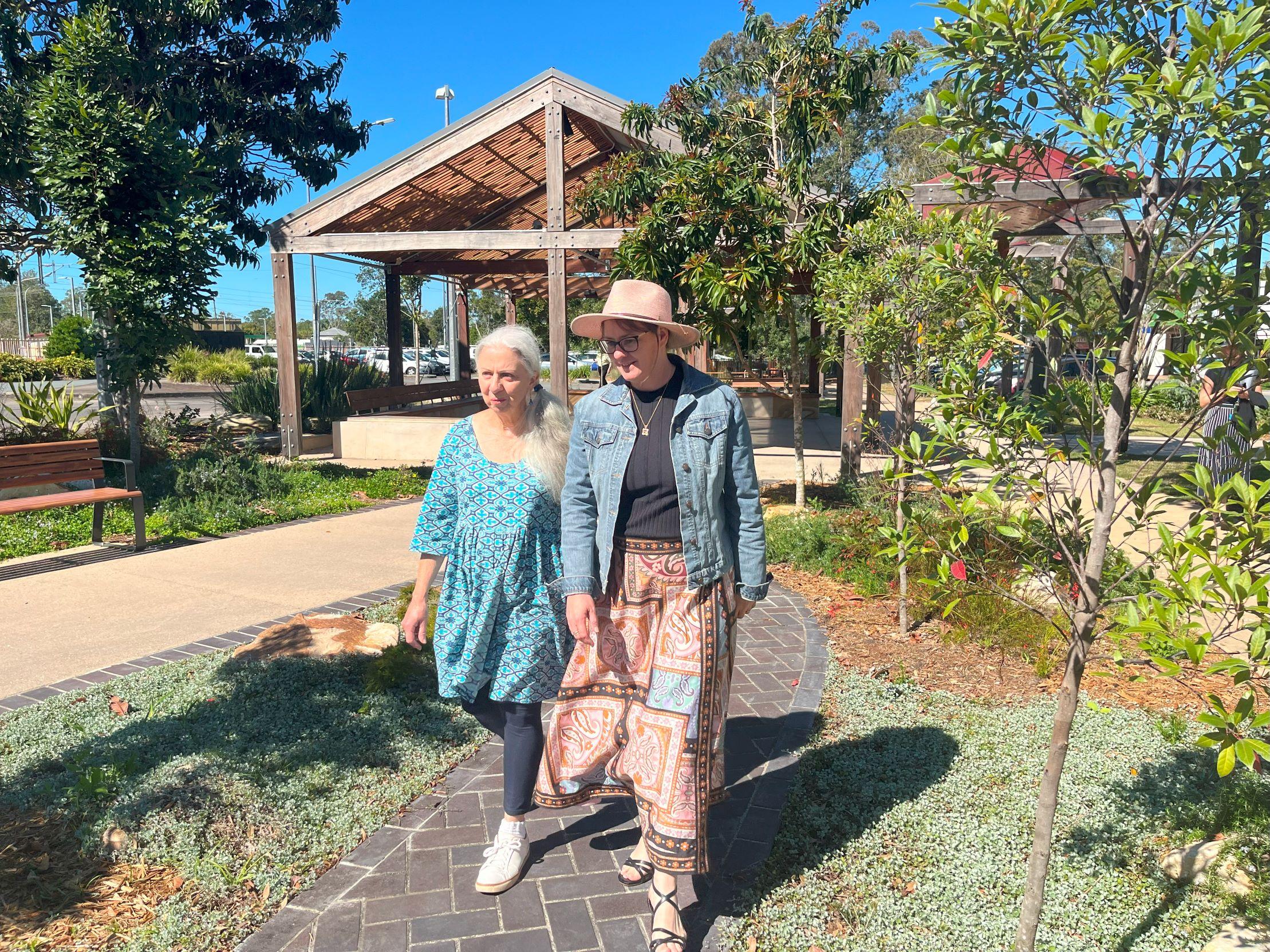 Sunshine Coast Division 1 Councillor Jenny Broderick (right) with Diana Michael on the Landsborough Heritage Walk.