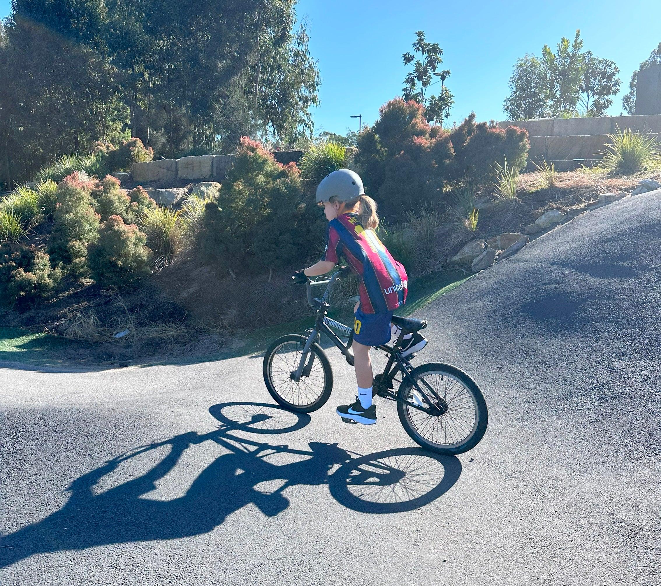 Rider on the pump track at Sugar Bag Road, Sunshine Coast