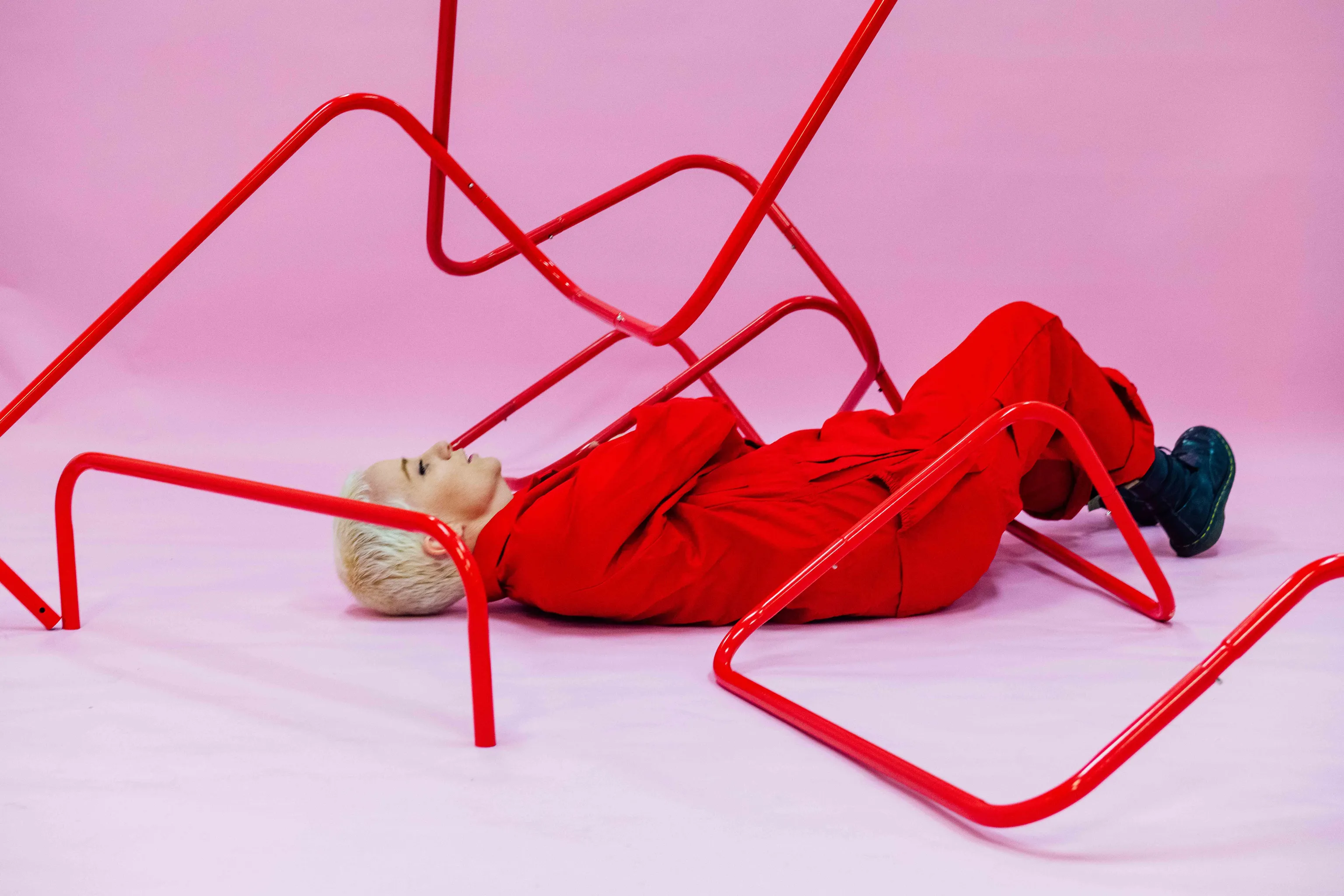 Ruby Donohoe, 'This is incomplete without you' exhibition at Caloundra Regional Gallery. Ruby describes her work as a pink space of labour and gloss and the exhibition as an installation that considers the state of the passenger in transit.