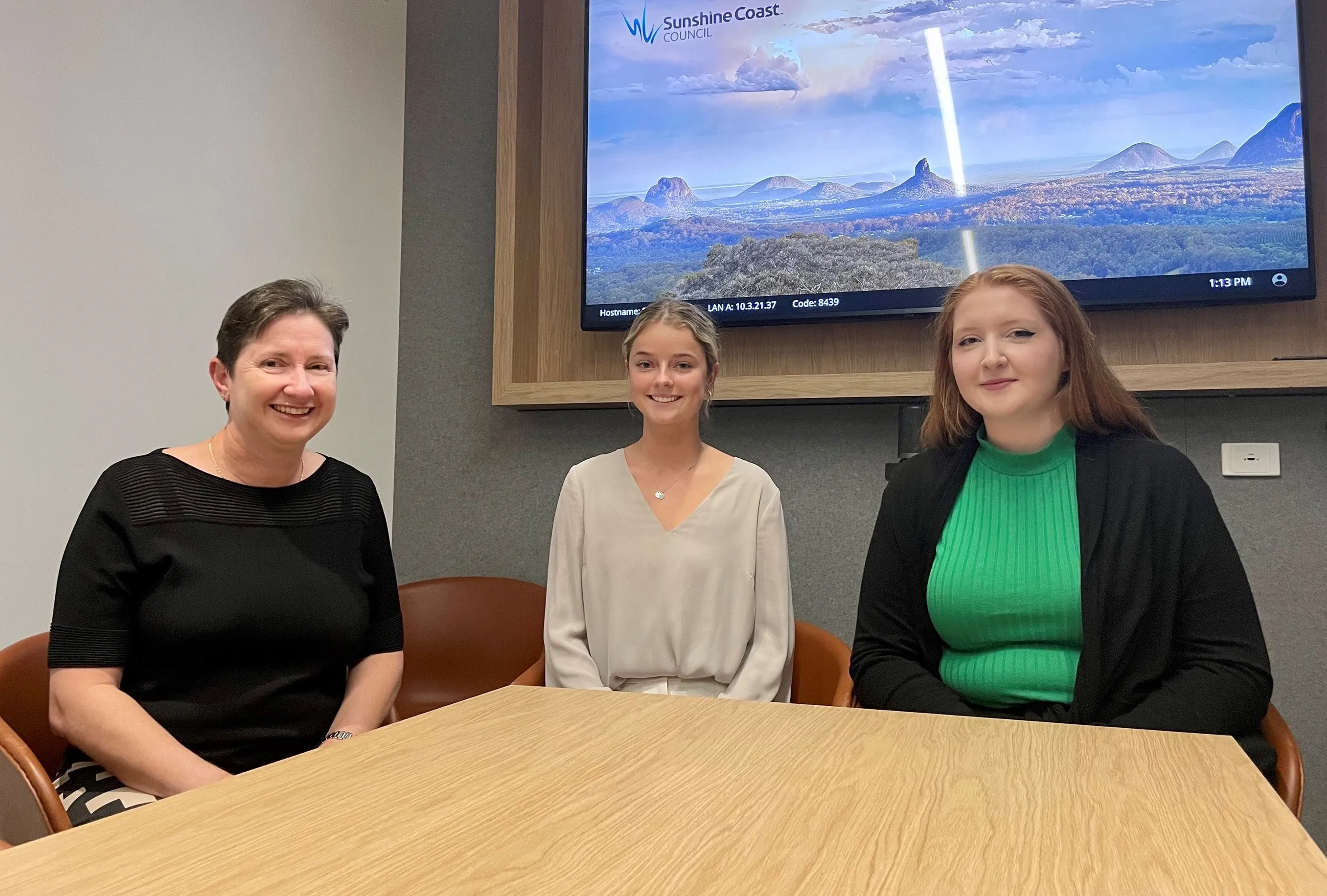Sunshine Coast Council CEO Emma Thomas, Erin Wooldridge, Georgia Porteous