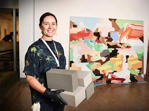 Nina Shadforth setting up for the 2023 Latest & Greatest II exhibition