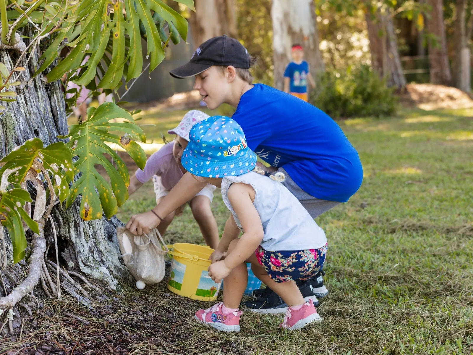 Easter egg hung children having fun