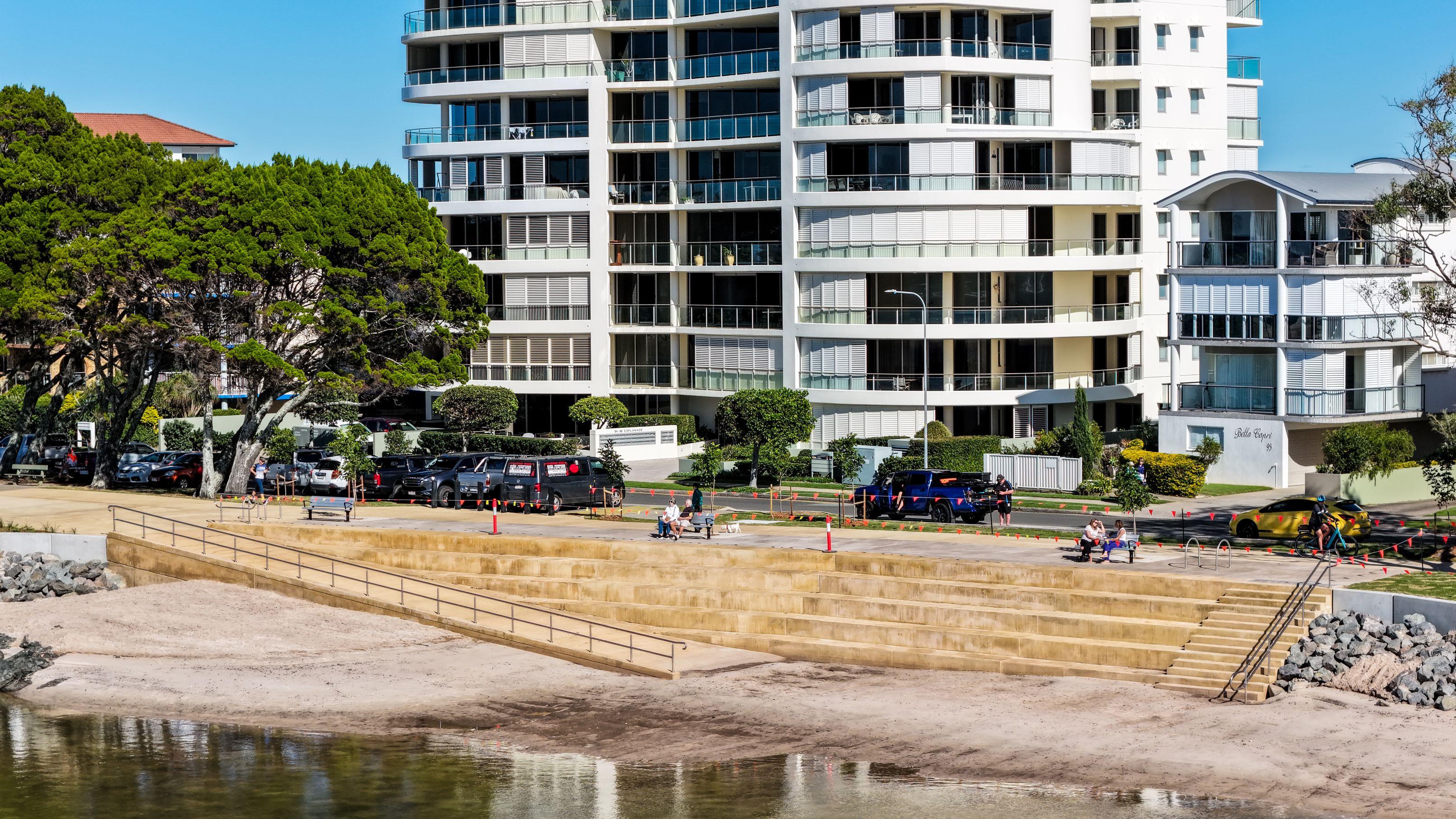 TS Onslow seawall renewal completed June 2026 - bleachers