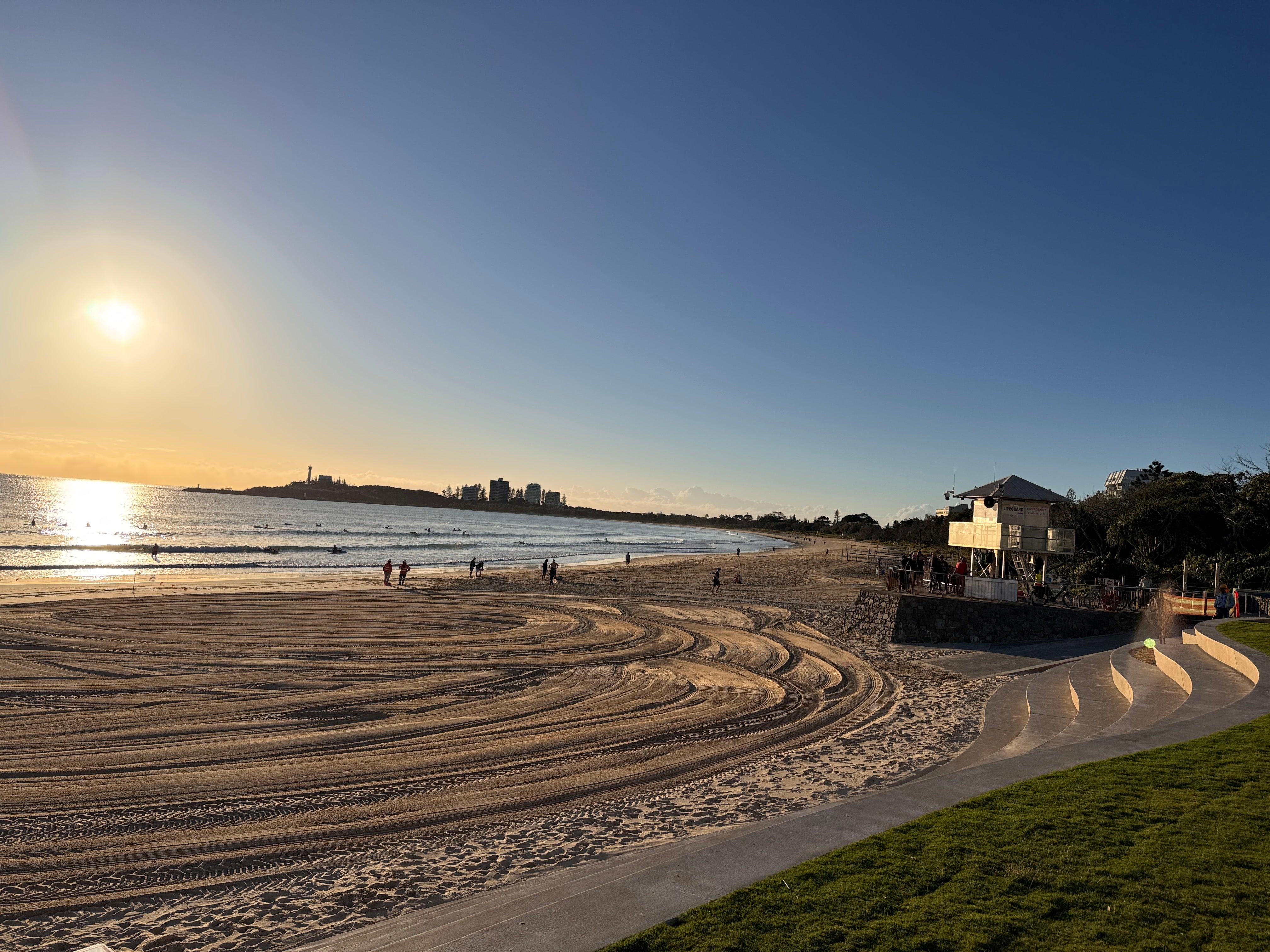 New terraced seawall - first section opened in front of the surf club.