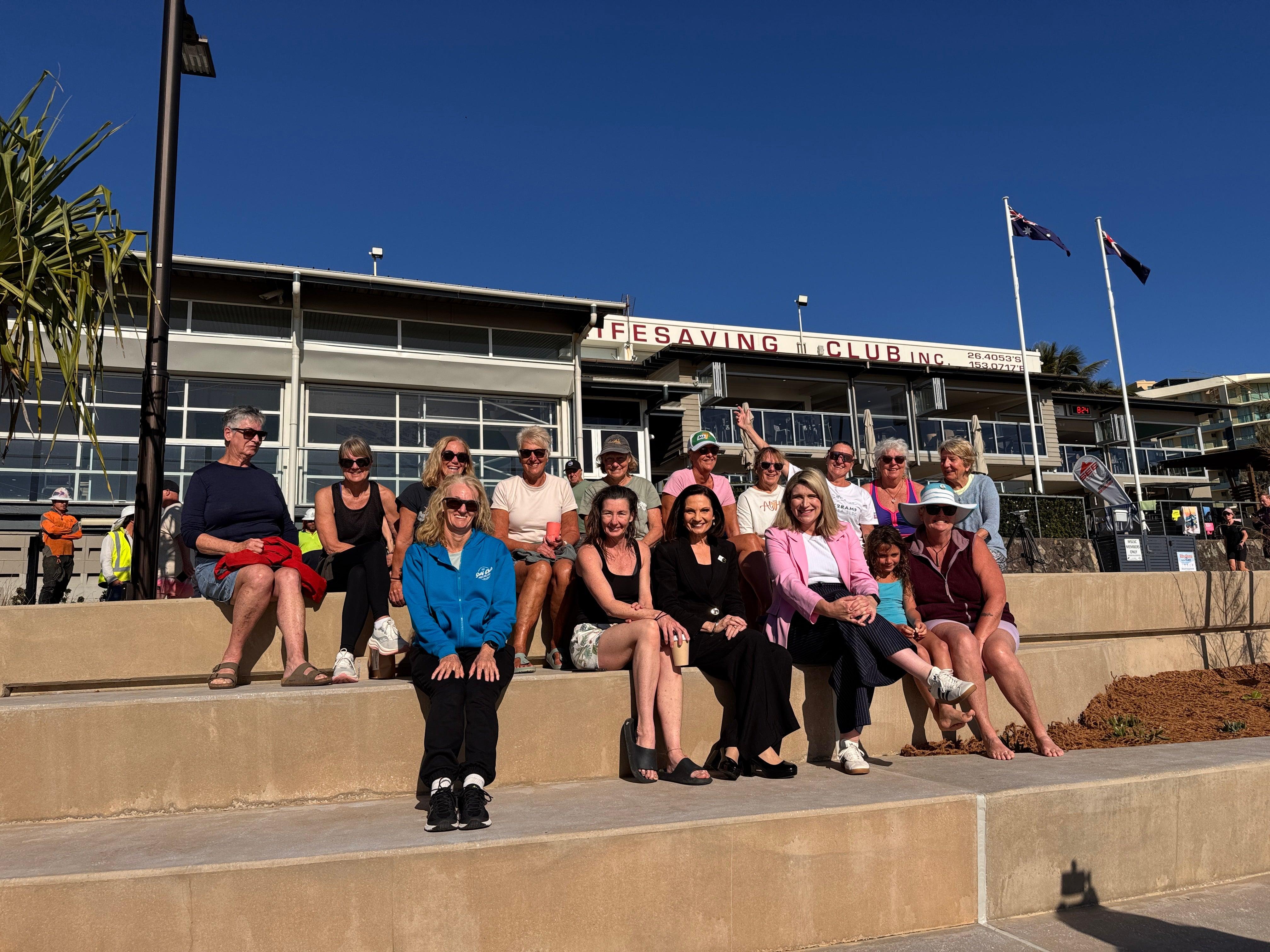 New terraced seawall - first section opened in front of the surf club.