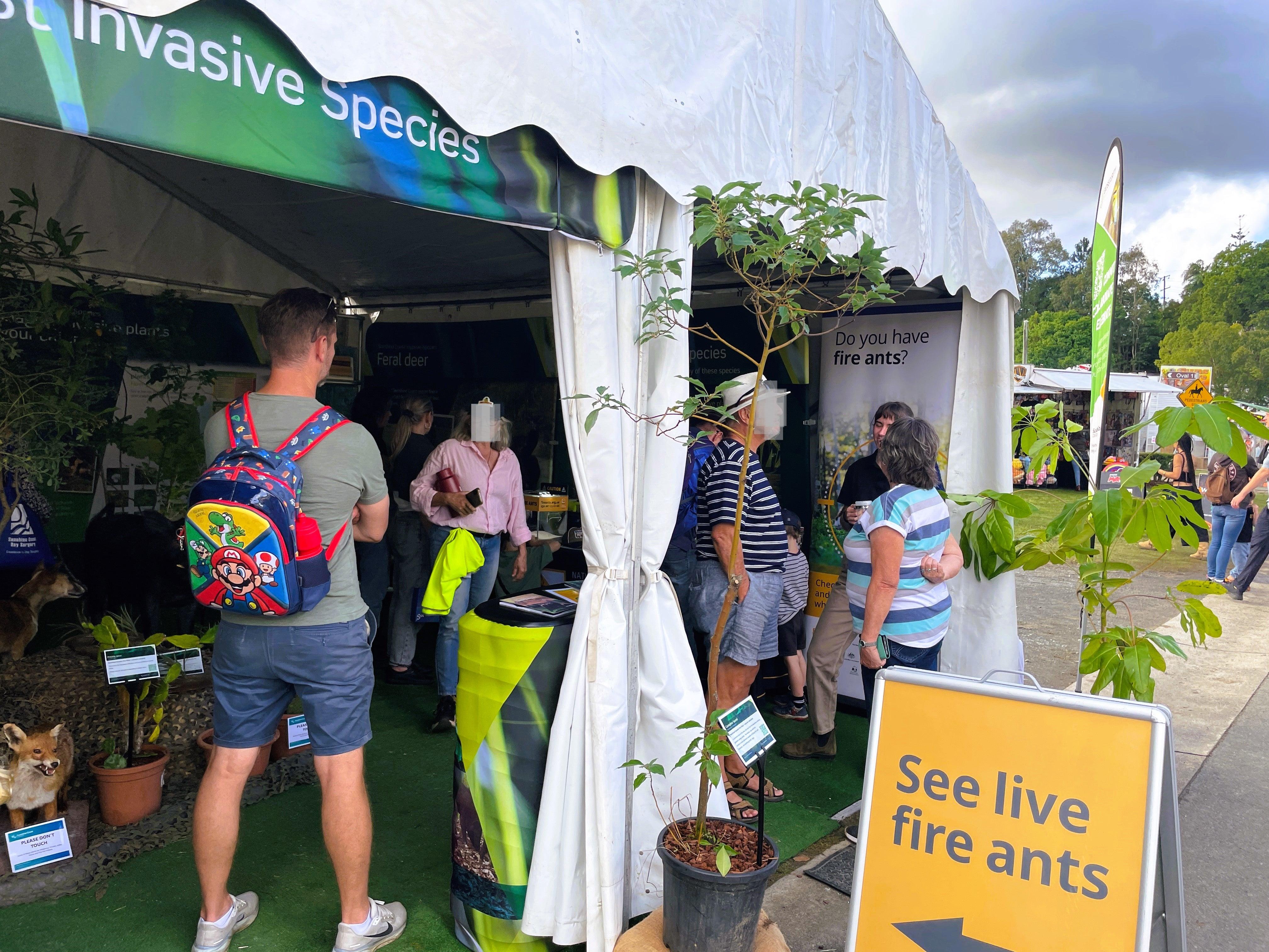 Outside view biosecurity education booth at Nambour show