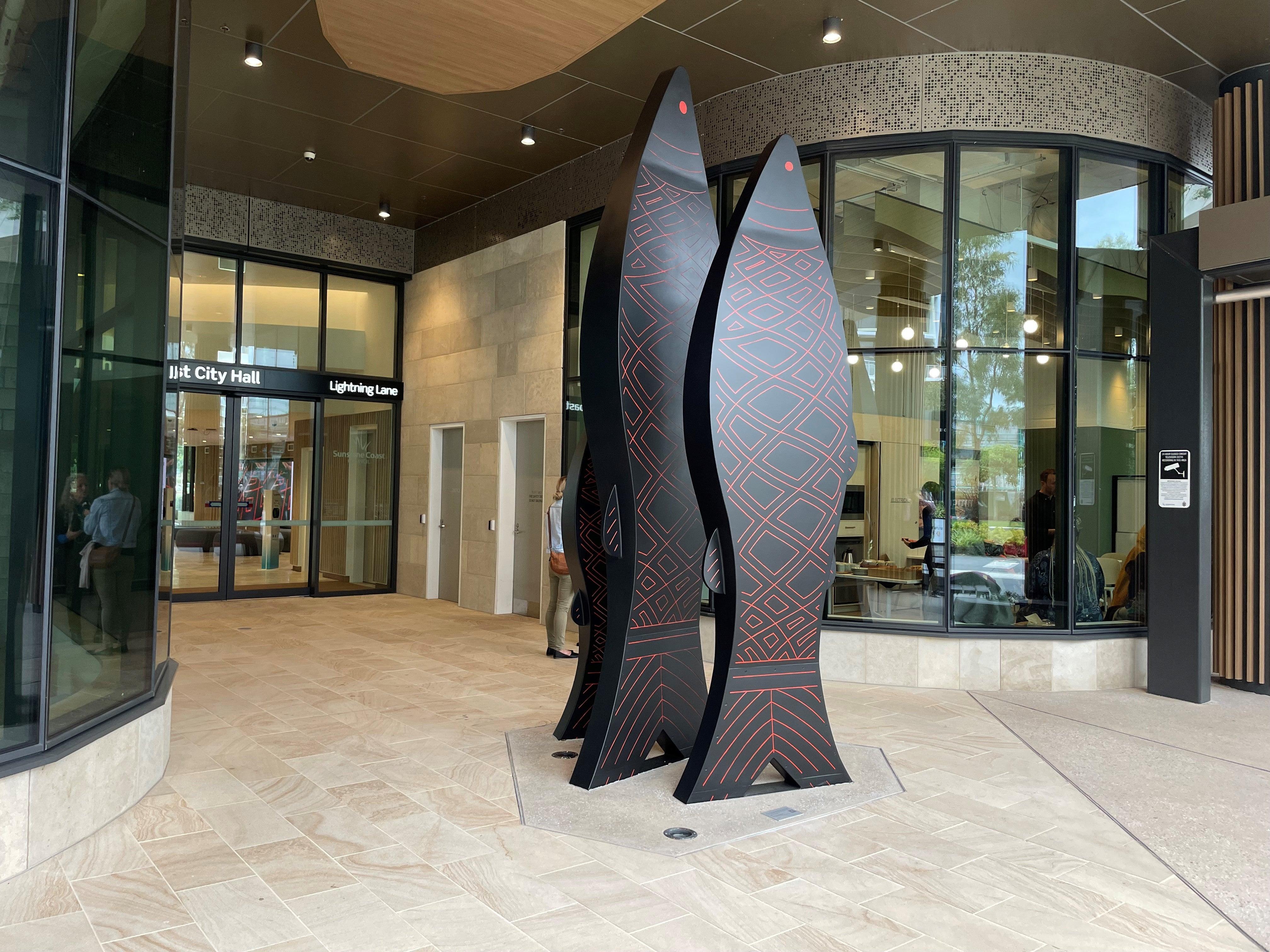 Dura Gunga, 4.5m public artwork sculpture at the Lightening Lane entrance of Sunshine Coast City Hall