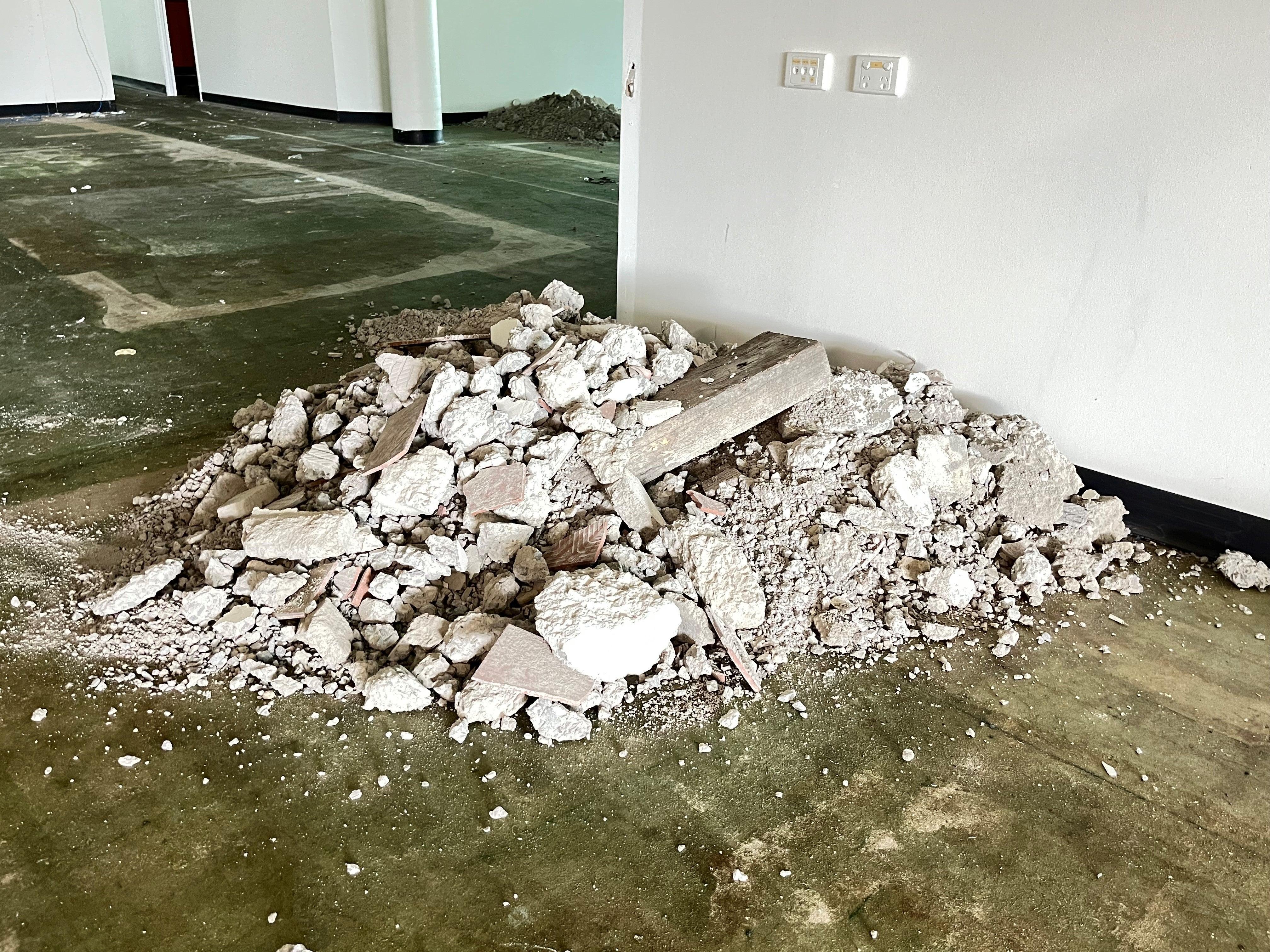 Stockpile concrete rubble