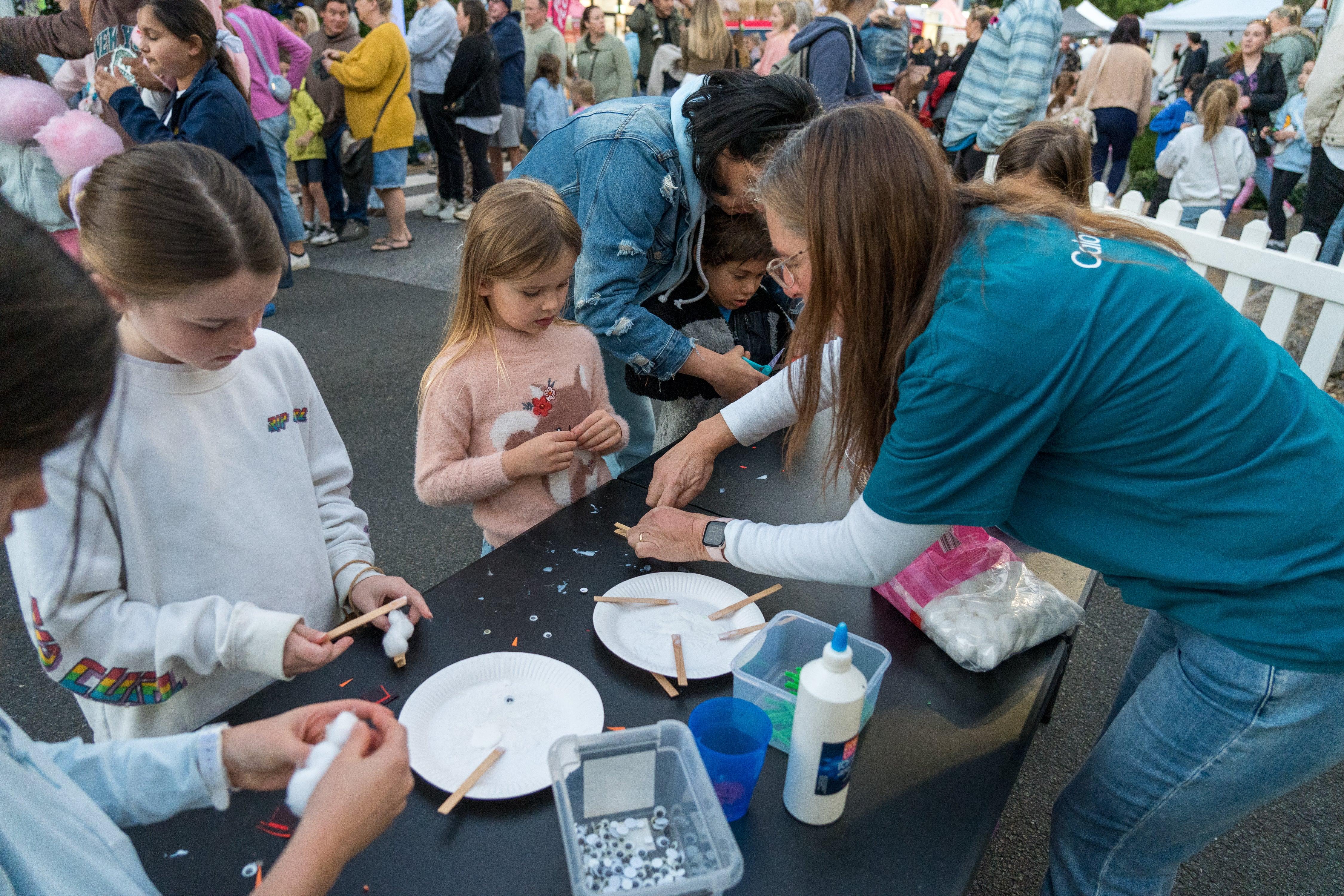 Kids at an activity table
