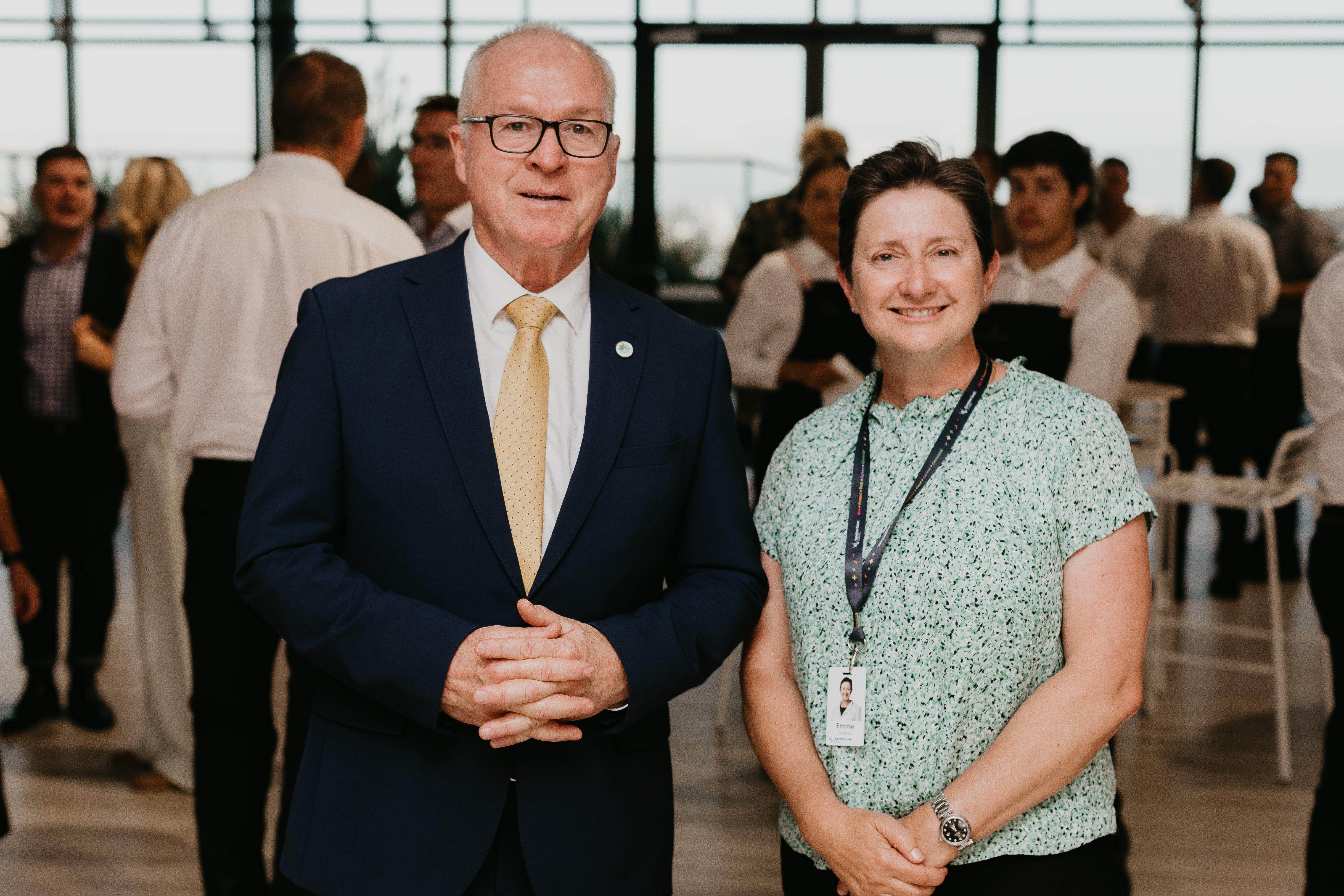 Sunshine Coast Council Mayor Mark Jamieson and CEO Emma Thomas